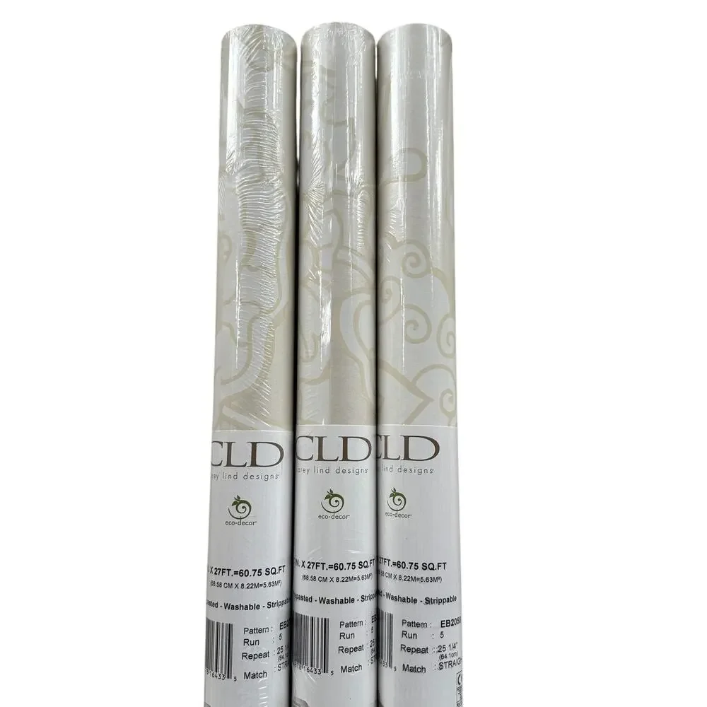 Carey Lind Designs Wallpaper Floral Damask Cream Off White EB2058 1 Roll NEW